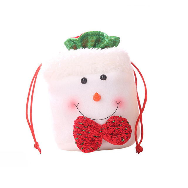 Bolsa de regalo de felpa de Navidad Suministros de decoración de Navidad Bolsa de manzana con cordón de lino Bolsa de dulces para ancianos Bolsa de regalo para niños