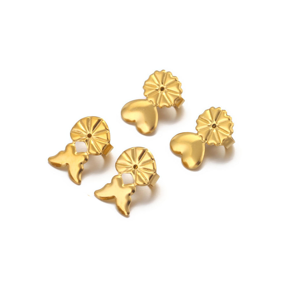 Tapones para los oídos de acero inoxidable nuevo dispositivo pendientes columna base DIY en forma de corazón mariposa bloqueo tapa pendientes haciendo accesorios