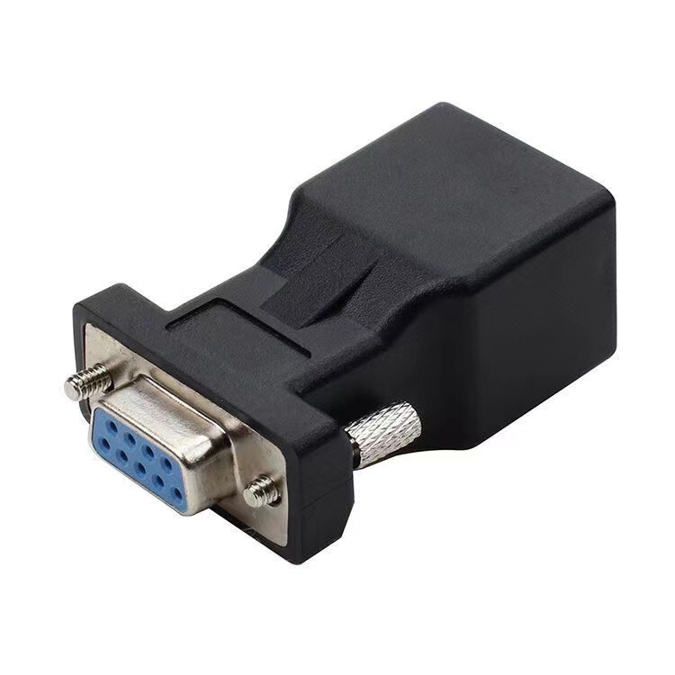 High quality DB9P mother head to RJ45 mother head; Serial port to network port; RS232 to RJ45 injection molding