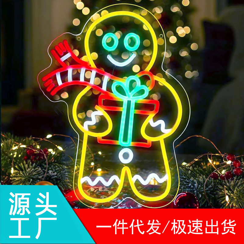 Christmas Snowman Neon Lights, USB Powered, Dimmable, Wall Decoration, LED Christmas Party Illuminated Sign