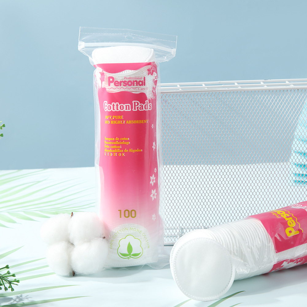 Agujero de aguja transfronterizo bordes de prensa de algodón de maquillaje húmedo ropa de viaje redondo de maquillaje de doble efecto limpiador de algodón desechable al por mayor