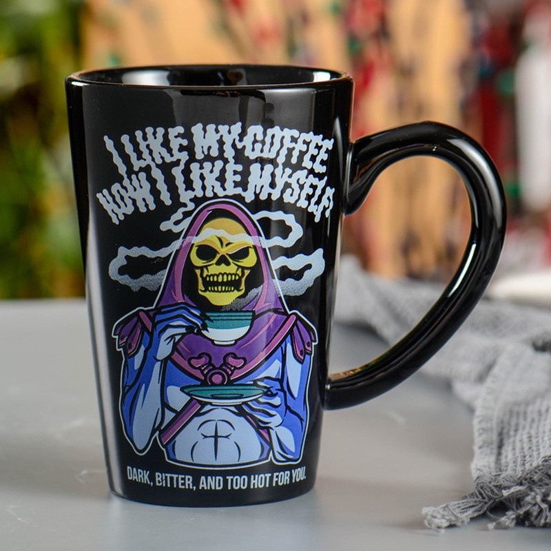 Taza de Gato de la Suerte de Halloween para Niñas, Taza de Cerámica Creativa y Linda de Porcelana Blanca, Taza de Agua para el Hogar y la Oficina