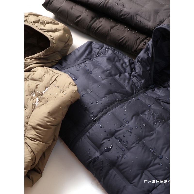 外贸公司单！90鸭绒无缝压胶锁绒秋冬男士轻量薄款连帽羽绒服外套