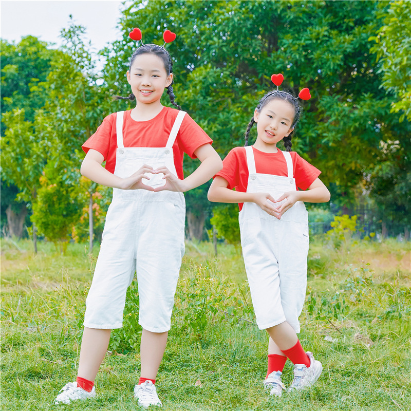 National Day performance clothes boys and girls parent-child dance clothes Red chorus clothes sports Opening Ceremony clothing cheerleading uniform