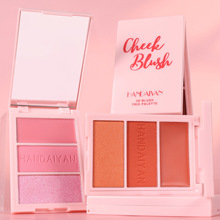 跨境三色腮红一体盘handaiyan多功能高光眼影修容盘哑光彩妆批发