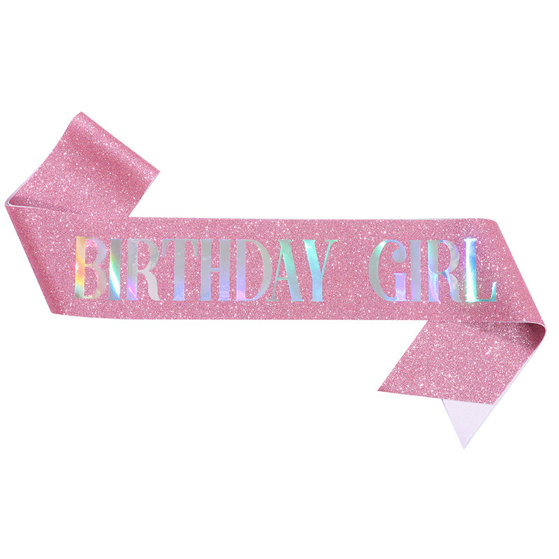 Cumpleaños en stock, banda de cumpleaños, correa de etiqueta, corona de oro rosa, correa de hombro