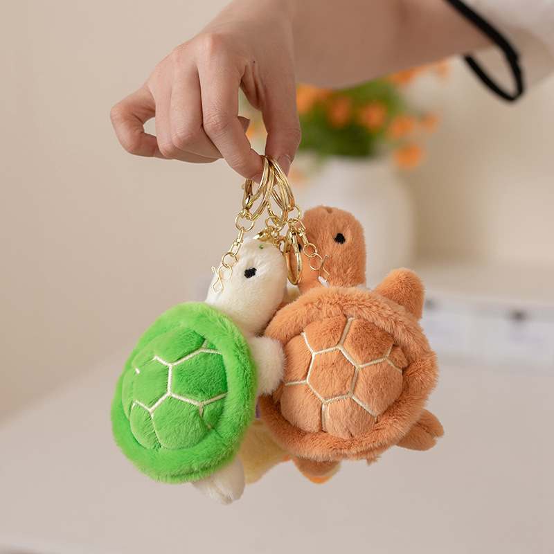 Cute pequeño tortuga colgante llavero tortuga verde bolsos colgantes juguetes de peluche dibujos animados muñecas de animales