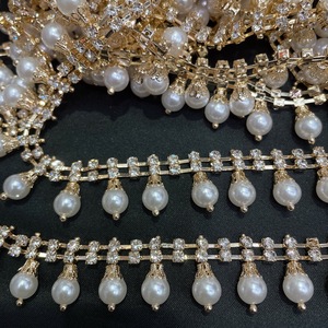 DIY  bridal costume  fringe Pearl rhinestones hair with hair band clip accessories pearls golden chain clothing DIY accessories