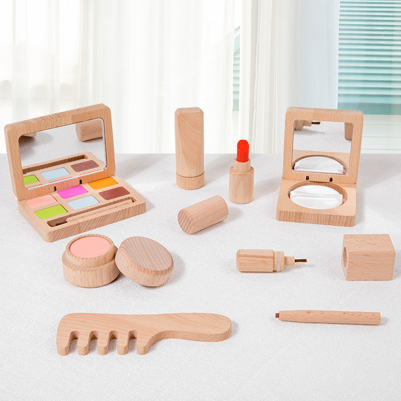 Wooden Children's Play House Makeup Fun Simulation Toys Girl Cosmetics Dressing Gift
