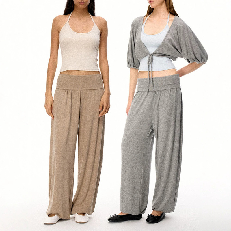 Simple, Comfortable, Soft, Unique Waistband, Drapey Cuffed Pants, Knitted Loose-Fitting Lazy Yoga Sports Casual Long Pants for Women Simple, Comfortable, Soft, Unique Waistband, Drapey Cuffed Pants, Knitted Loose-Fitting Lazy Yoga Sports Casual Long Pants for Women