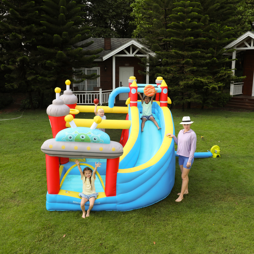 Dr. Dolphin | Castillo inflable para niños en casa Pequeño trampolín inflable interior Toboganes Castillo Paradise Camo de trampolín para el hogar