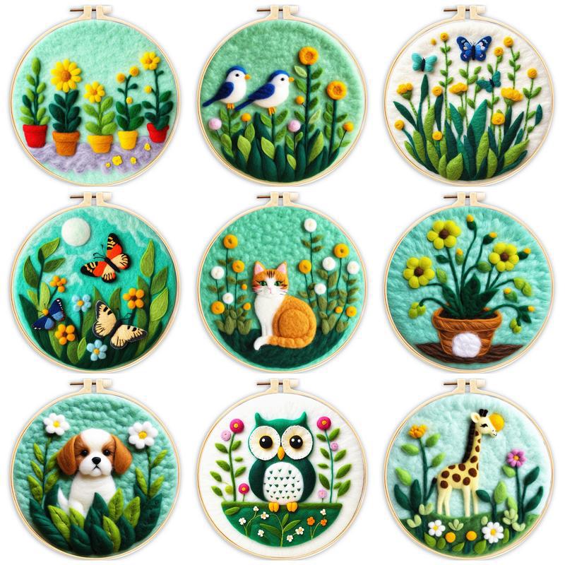 GATYZTORY needle felt entry wool felt painting with embroidery frame needle felt supplies for beginners home