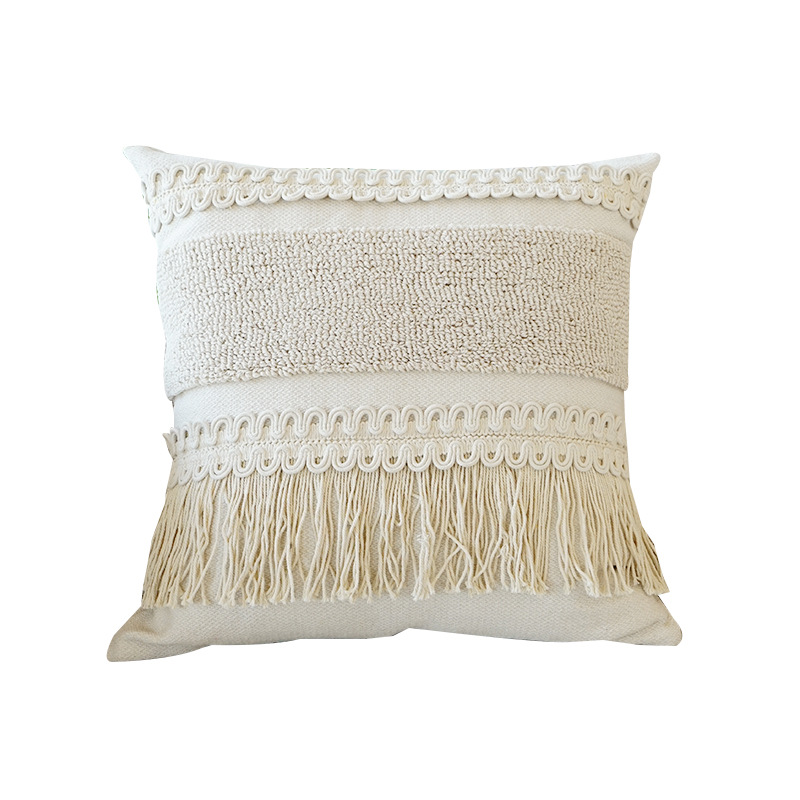 Funda de almohada de terciopelo bohemia Funda de cojín de cabecera de encaje tejido Funda de almohada de sofá de casa de familia