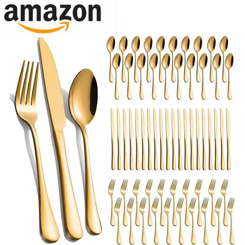 Cross-Border Amazon Stainless Steel Knife, Fork and Spoon Western Tableware Set Elegant Steak Knife Fork Stainless Steel Table Spoon Wholesale Cross-Border Amazon Stainless Steel Knife, Fork and Spoon Western Tableware Set Elegant Steak Knife Fork Stainless Steel Table Spoon Wholesale
