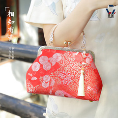 Money Li Mouth Gold Clasp Crossbody Single Shoulder Handbag Chinese Style Brocade Retro Cheongsam Bag Wholesale