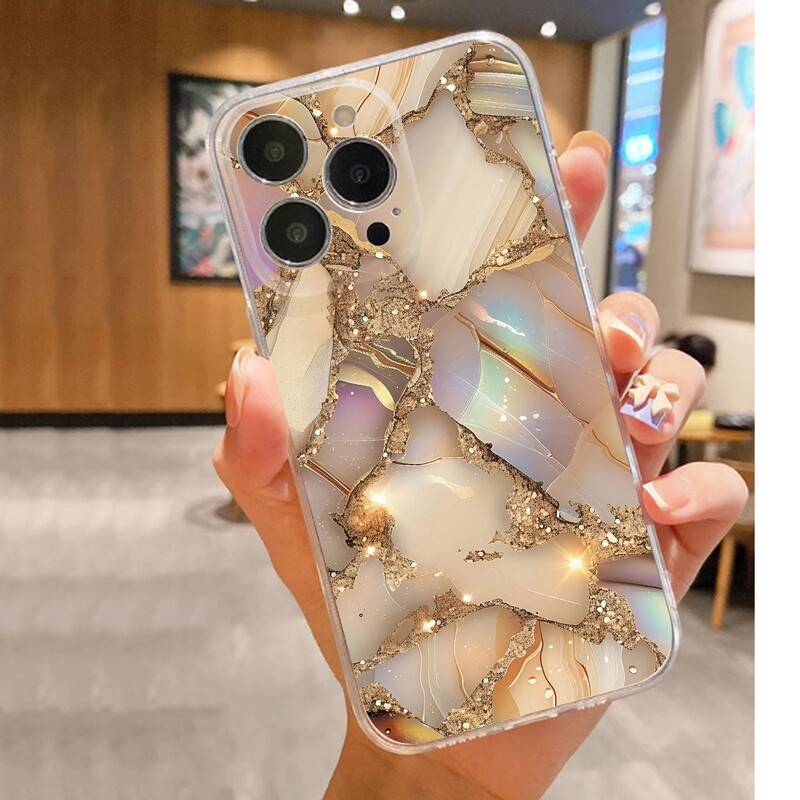 Marble Texture Anti-Fall Transparent Shell Suitable for Iphone15/16/17 Series Promax/14 Mobile Phone Case Protection