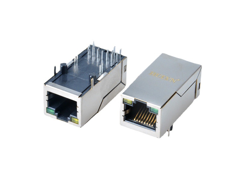 RJ45-UP网络变压器插座（1.3英寸），RJ45接口，带灯，千兆