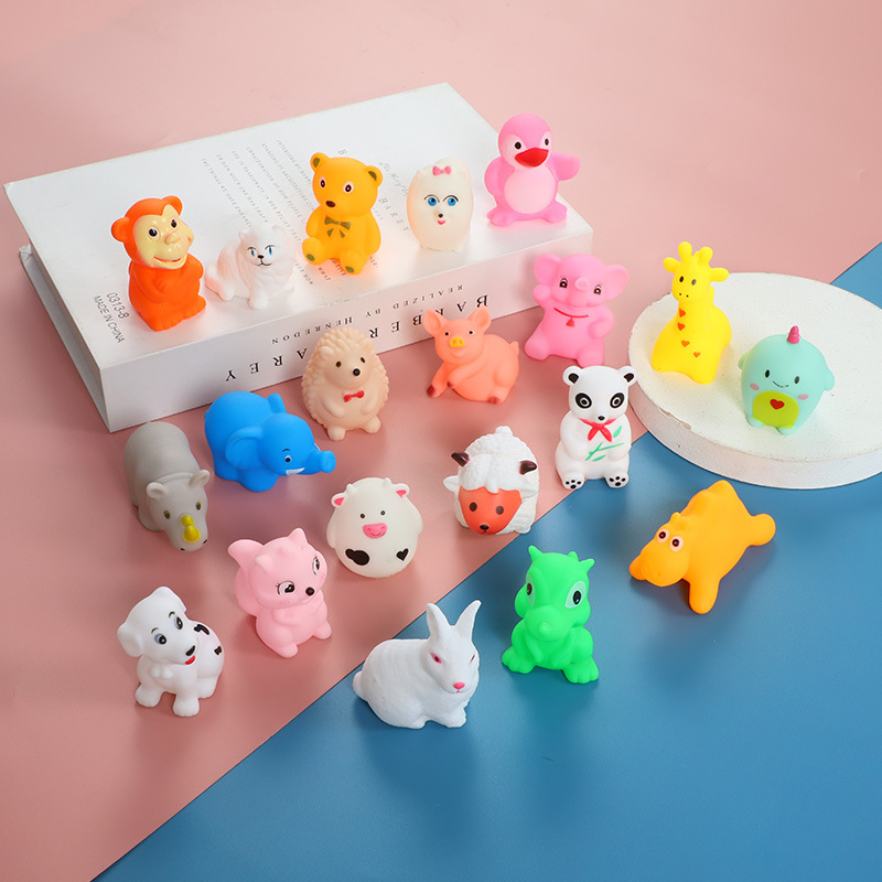 De dibujos animados de vinilo pellizco juguete bebé baño jugando agua sonido animal poco lindo divertido