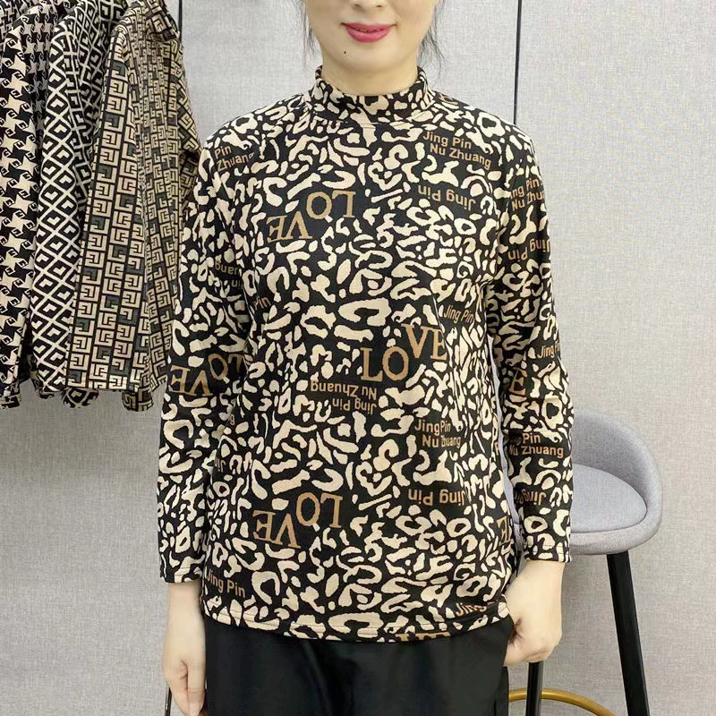 Spring thermal underwear for mother, T-shirt, for middle age, plus size