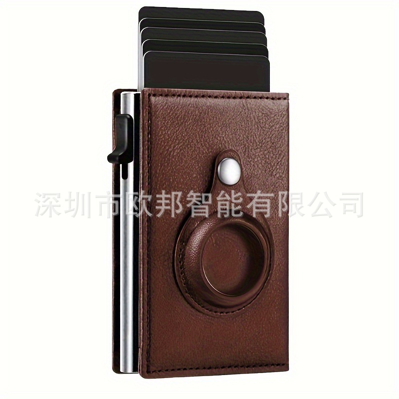 Nuevo titular de la tarjeta de crédito bifold Banco titular de la tarjeta monedero lateral push automático pop-up titular de la tarjeta con la funda protectora AirTag