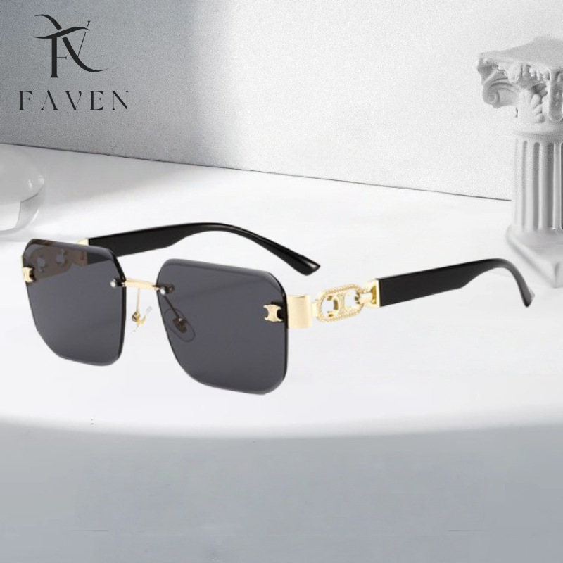 Arch Women's Sunglasses High End Frameless UV Protection Slimming Effect For Large Faces Natural Wear_voghion.com