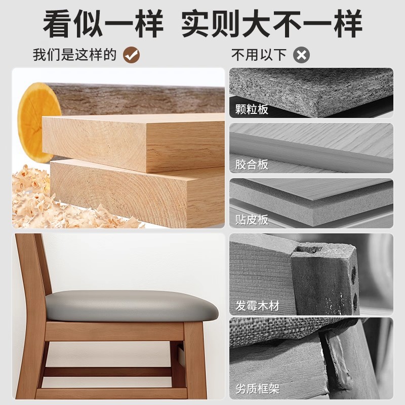 Color de madera nórdica comedor ocio sala de estar comedor roble hogar silla de madera maciza pura silla de respaldo mesa de comedor silla de comedor
