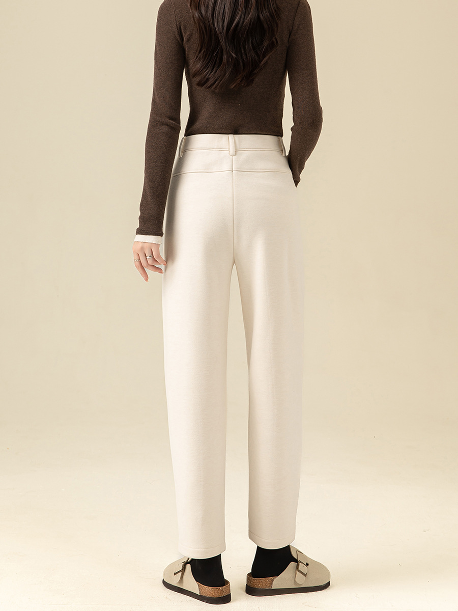 Quần culottes nữ ống rộng cạp cao chất liệu tơ tằm len dáng chéo chéo mùa thu đông — Angola đỏ