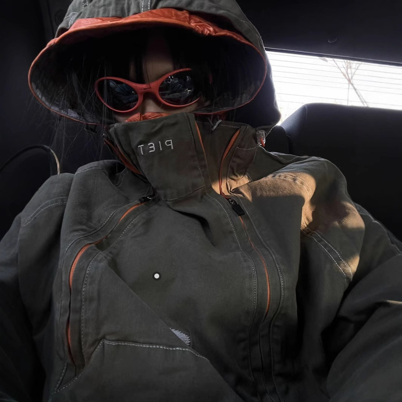 Cross-Border Goods Oakley×Piet Joint Model Distressed Pullover Jacket Autum Couple Hooded Jacket