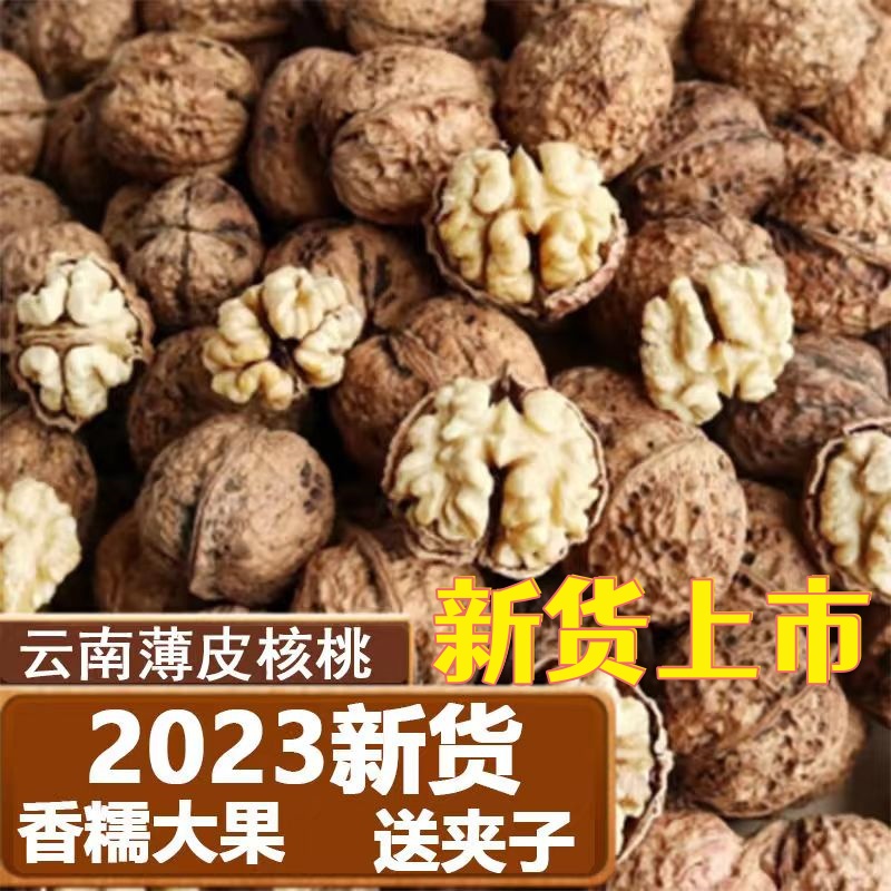 纸皮核桃新货上市薄皮纸皮云南老树新疆临安山干核桃仁2023新货