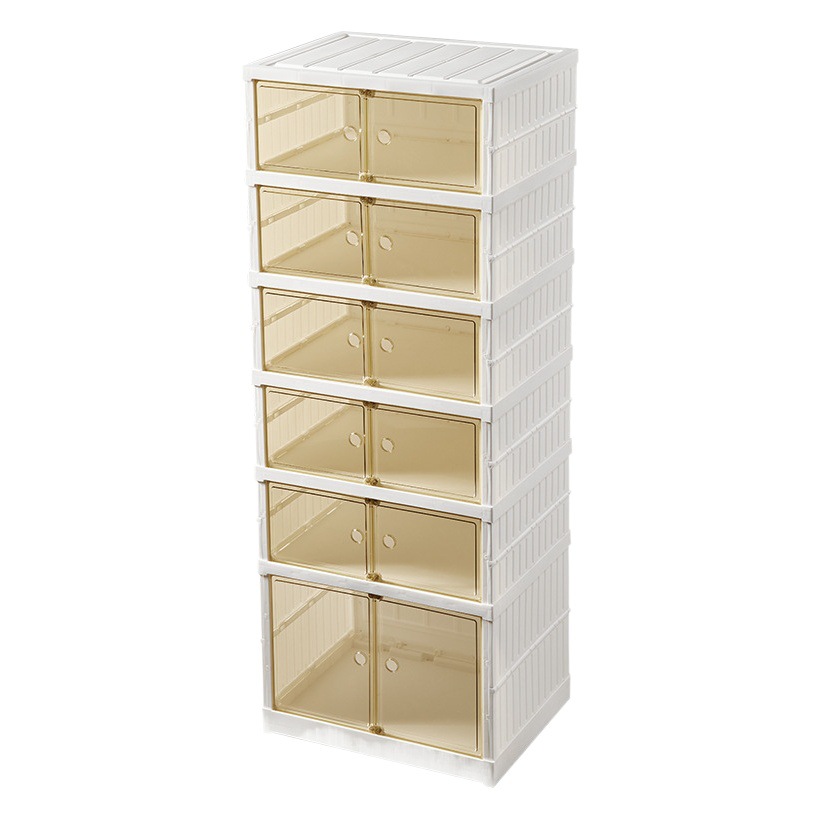 Caja de zapatos transparente plegable tipo cajón, organizador de zapatos apilable y a prueba de polvo