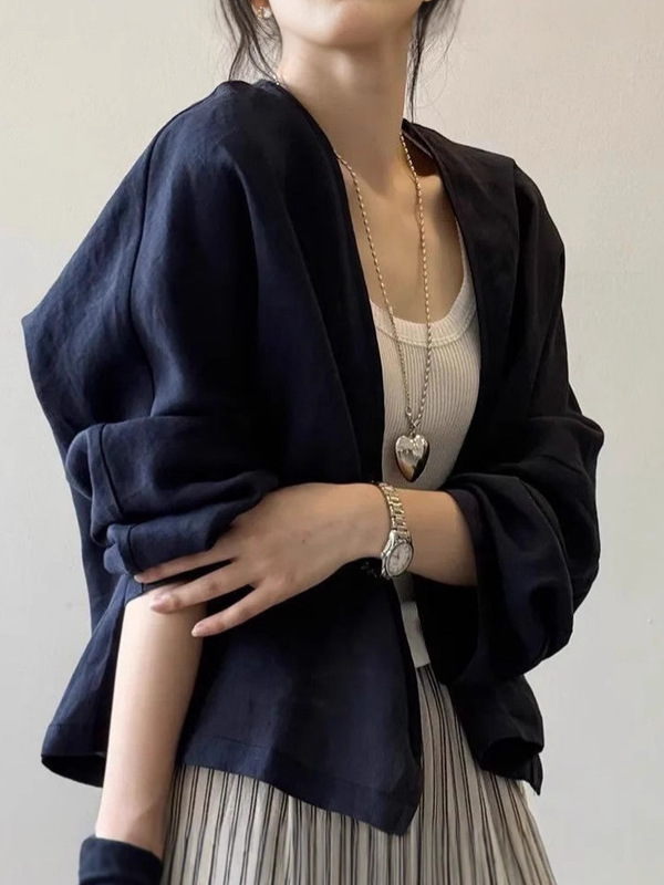 复古白色衬衫外套女夏季慵懒风长袖开衫上衣小个子轻薄宽松防晒衫|undefined