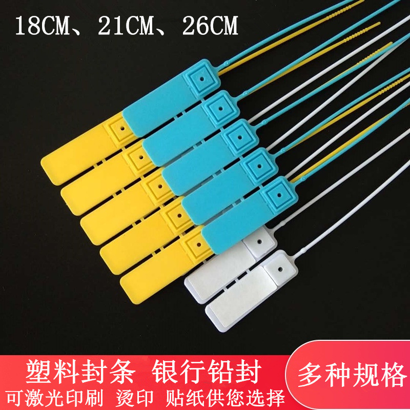 物流银行用塑料封条扎带卡扣档案箱拉条防盗铅封卡扣式银行专用
