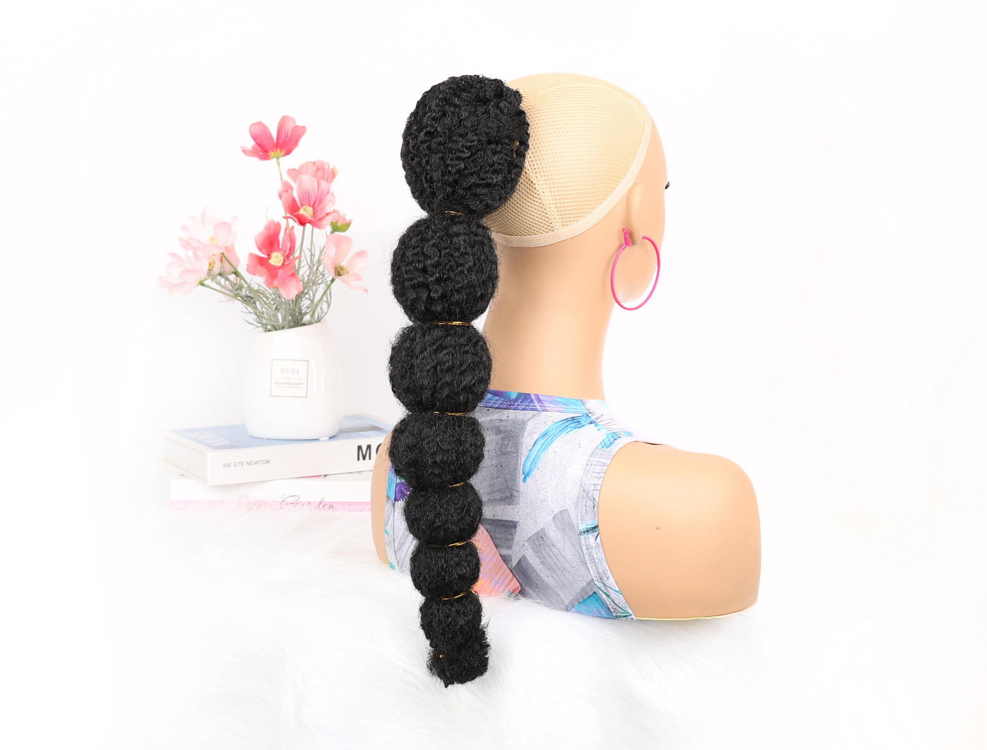 Coda di cavallo con bolle di lanterna a cingoli con corda da 18 pollici per capelli sintetici_voghion.com