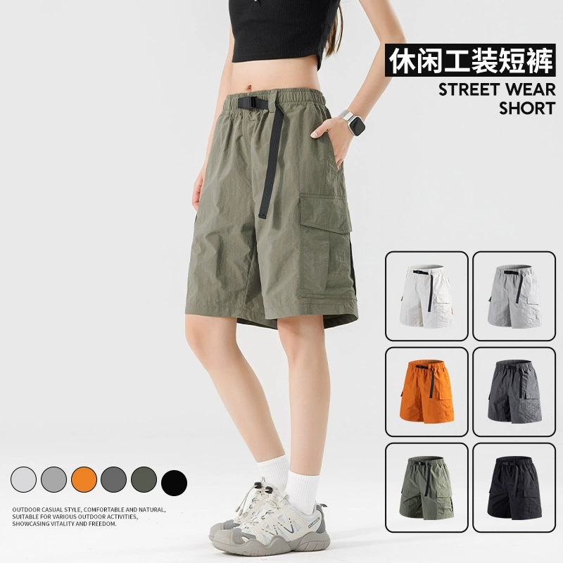Прямая трансляция, летние уличные повседневные спортивные брюки для гор, мужские трансграничные брюки-карго из ледяного шелка с пятью точками, мужские брюки из двух частей