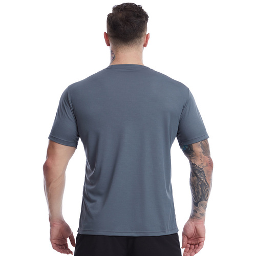 Loose plus size fitness clothing for men in summer mesh breathable short-sleeved T-shirt sweaty basketball training running sportswear