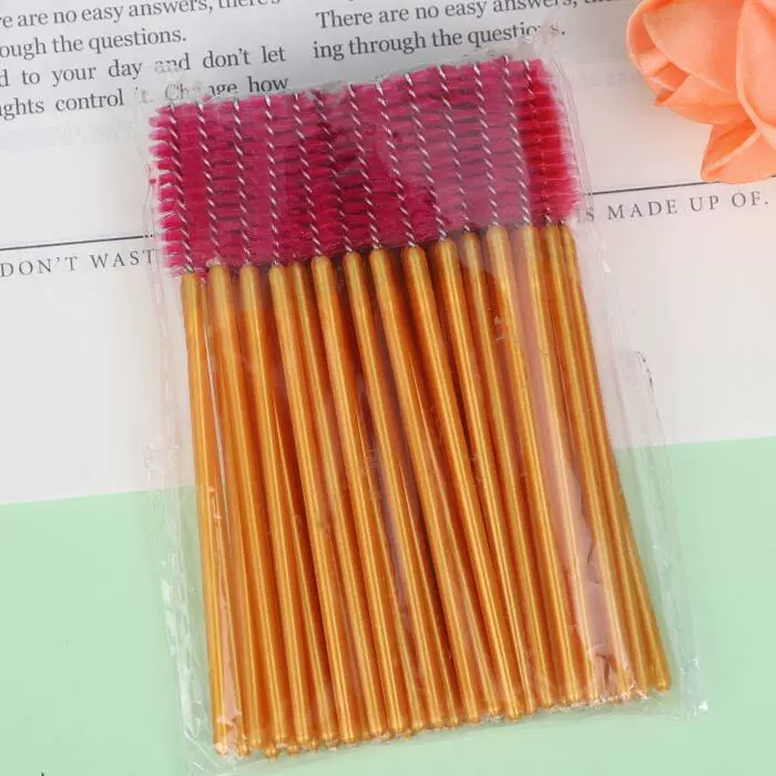 Eyelash Spoolie Brushes, Disposable Lash Brushes, Assorted Colors, Pack (50 pcs)