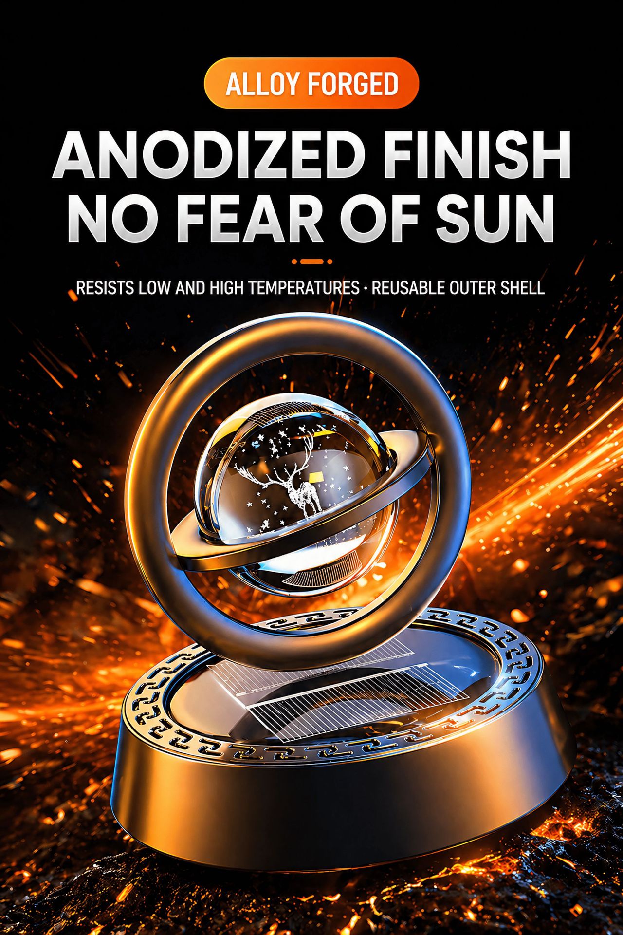 Car-mounted solar-powered aromatherapy diffuser, new model, solar-powered floating crystal solid perfume, creative car decoration with a fresh fragrance