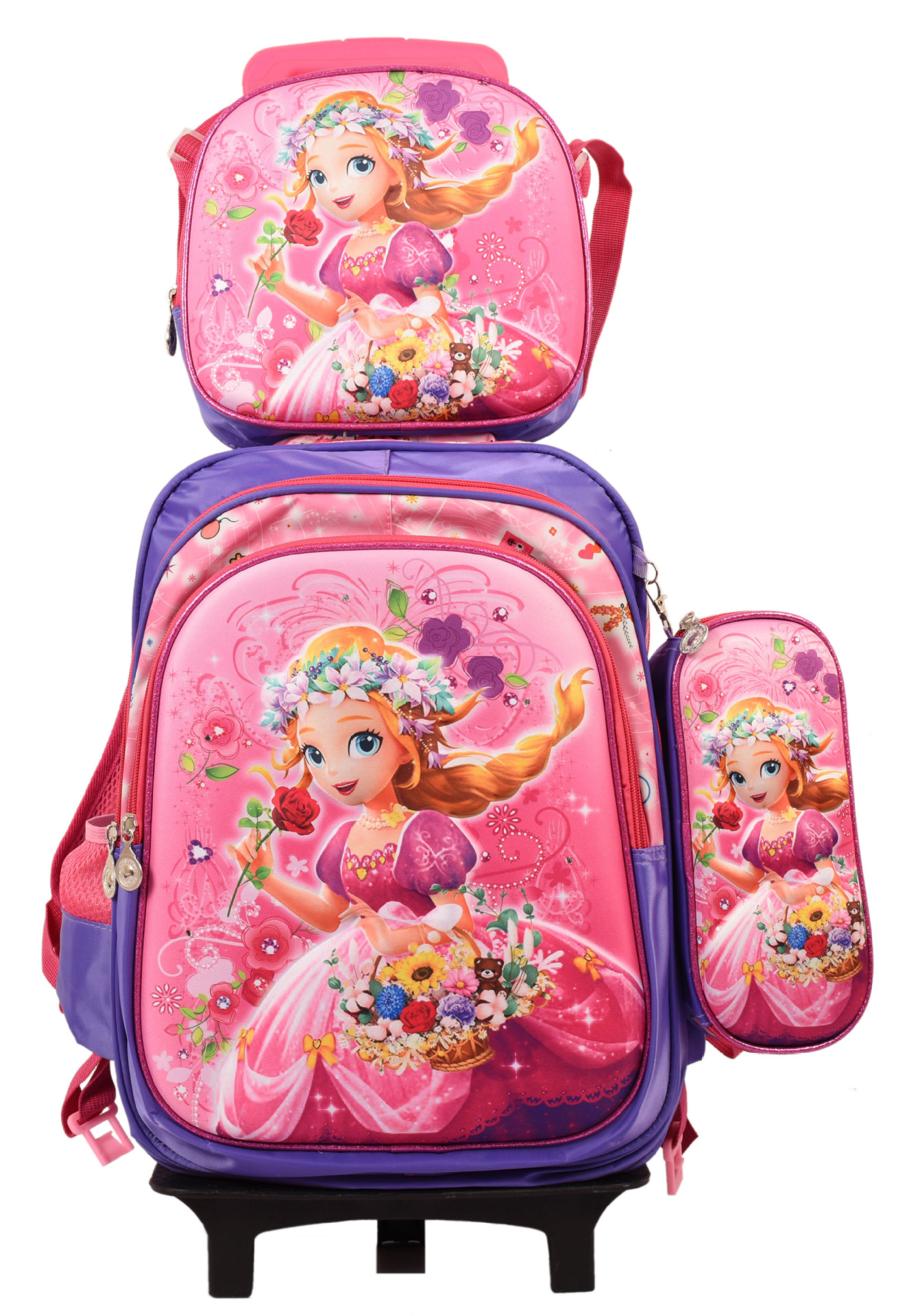 Mochila escolar fábrica 3D traje de tres piezas Shaodong escuela primaria al por mayor mochila de tres piezas de hombro de dibujos animados con protección de la columna