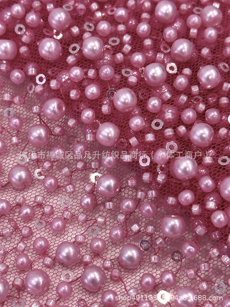 Fabricante de tela de perla de alta calidad vestido de boda vestido de boda moda cena de tela de mano transfronteriza