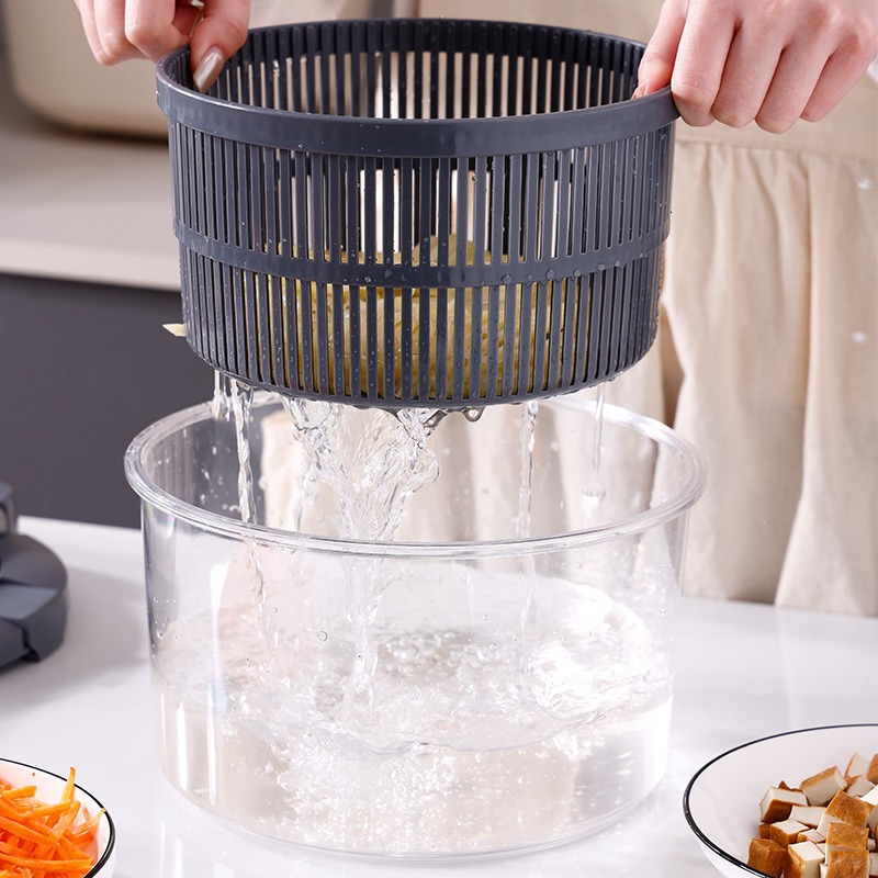 Vegetable Dehydrator and Chopper 2-in-1 Colander Vegetable Cutter Multifunctional Shredder Slicer Manual Vegetable and Fruit Salad Maker for Home Kitchen