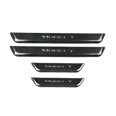 welcome pedal car modification — Dekorativ pedal başlıqları - model-y-threshold-bar-carbon-fiber-pattern4-pieces-1-set