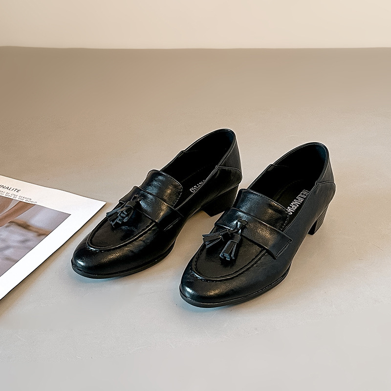 Cowhide Version~Silent Sole/Full Genuine Leather Chunky Heel Shoes for Women, Elegant Work Shoes, Soft Sole Comfortable Loafers for Women Cowhide Version~Silent Sole/Full Genuine Leather Chunky Heel Shoes for Women, Elegant Work Shoes, Soft Sole Comfortable Loafers for Women