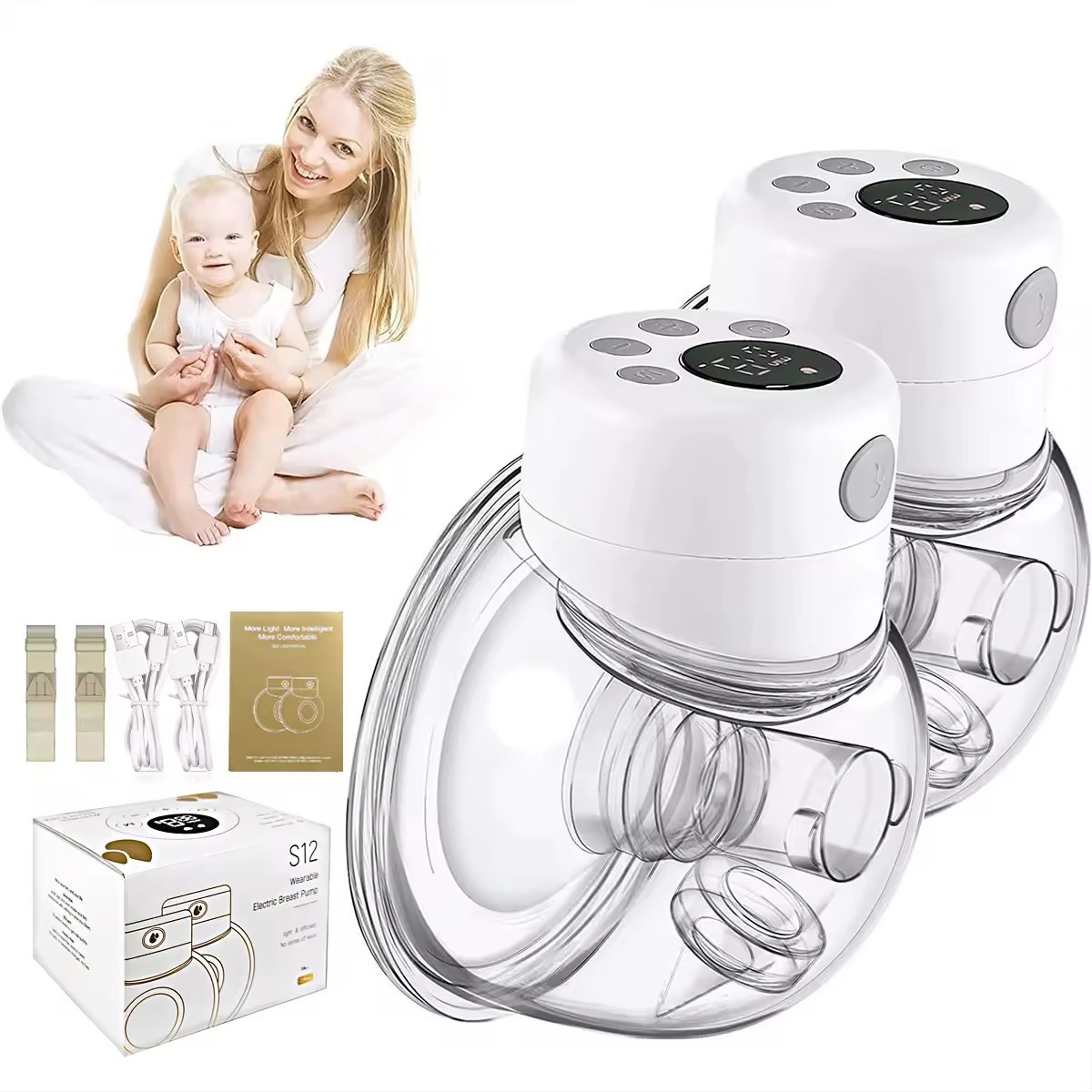 Best-Selling Wearable Electric Breast Pump, Portable Automatic Dual-Sided Breast Pumping Device for Postpartum Mothers, Hands-Free All-In-One Machine for Breast Milk