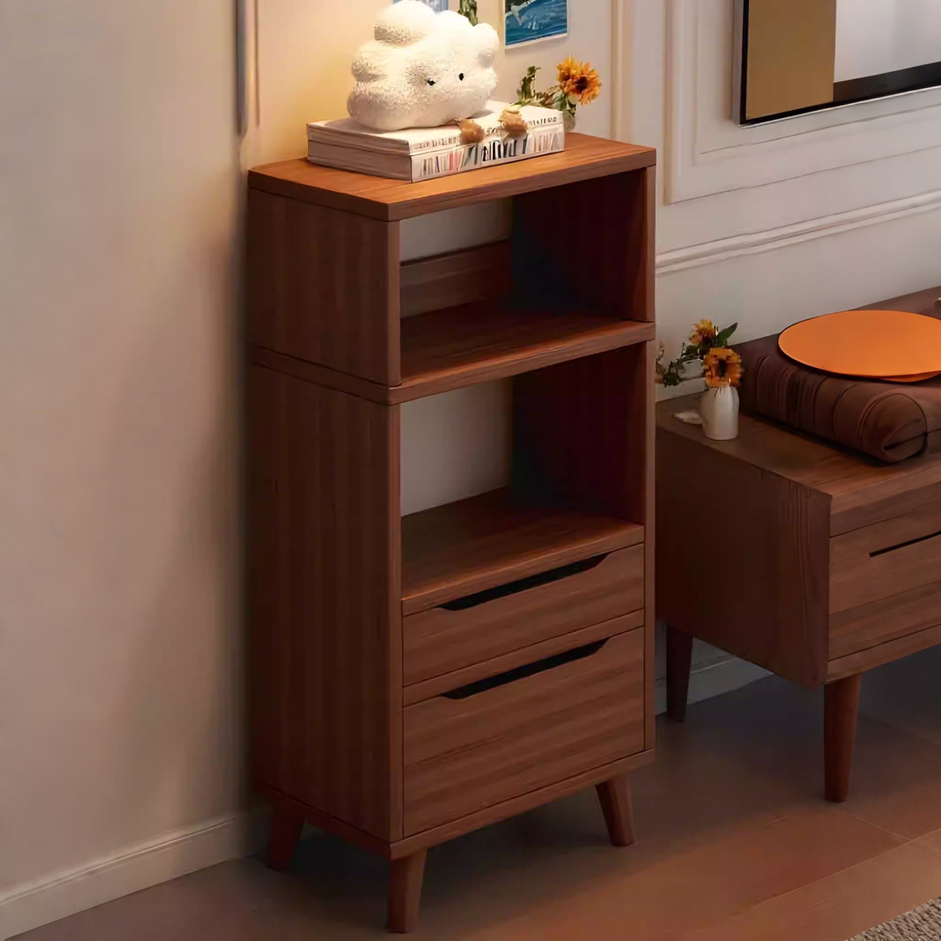 Solid Wood Bookcase, Home Display Cabinet, Storage Cabinet, Narrow Gap Cabinet, Small Bookshelf, Drawer Cabinet, Cupboard, Storage Rack, Storage Cabinet