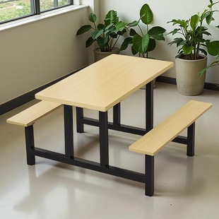 Company Employee Canteen Stainless Steel Dining Table and Chairs School 4-Person 6-Person 8-Person One-Piece Table Construction Site Factory Restaurant Dining Table