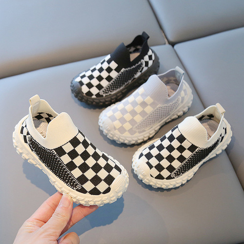 Children's Sports Shoes 2024 Spring and Autumn New Boys' Casual Shoes Breathable Mesh Shoes Soft Sole Girls' Fly Knitted Shoes Baby Shoes