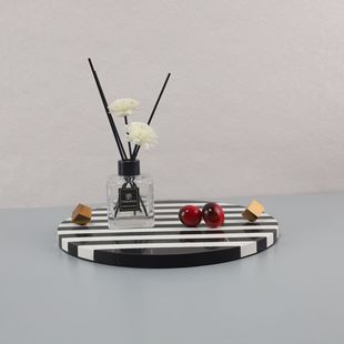 Casual and Creative Black and White Stripesd Marble Tray Decoration Living Room Exhibition Hall Coffee Table Model Room Soft Decoration Home Accessories