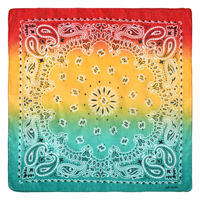 New Korean version of cotton gradient sweat-absorbent breathable turban sports outdoor riding scarf printed square scarf wholesale