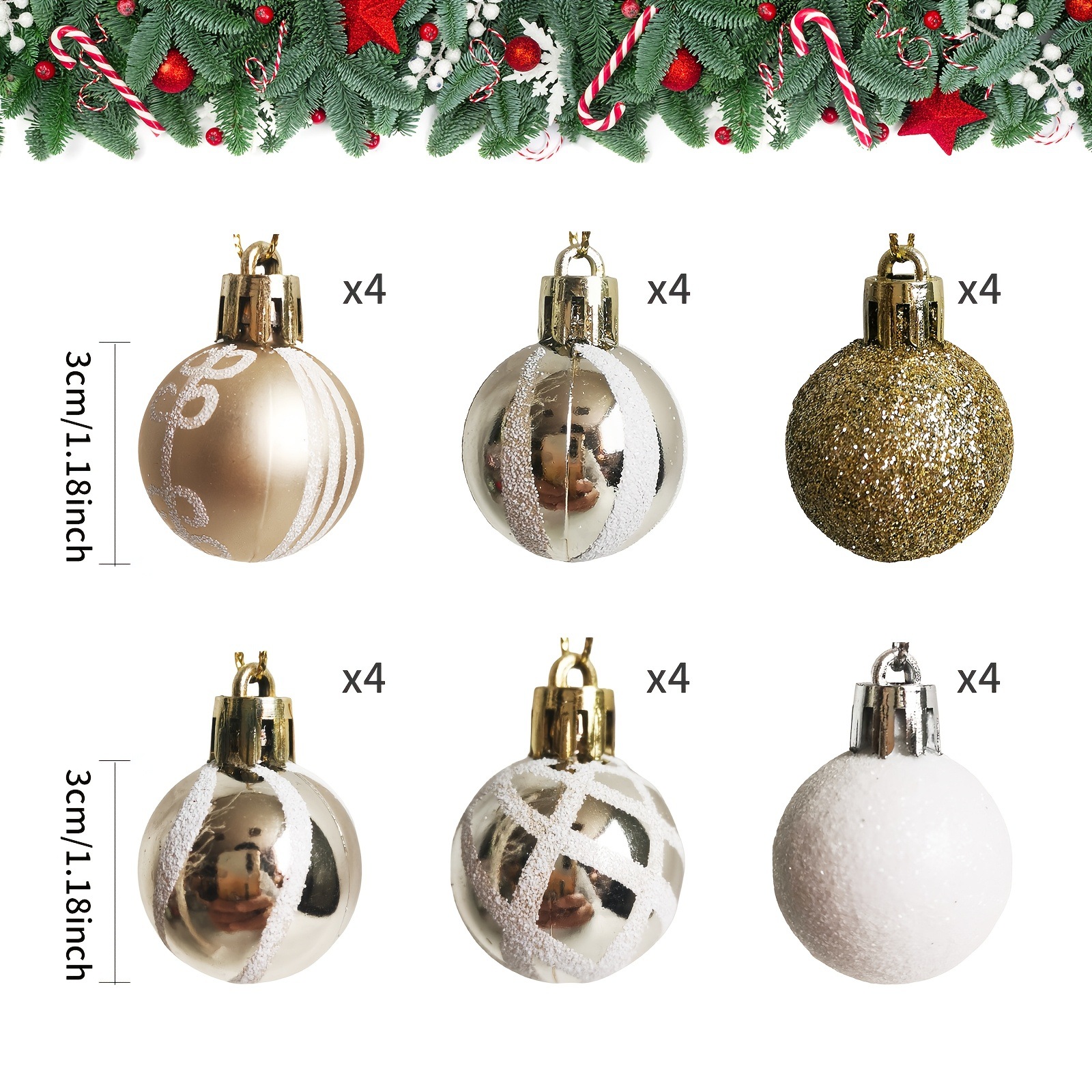 Navidad spot 3cm24 mini bolas de plástico chapeado bola pintada bola de Navidad colgante bola decorativa