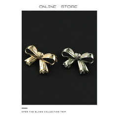 Bow metal button, silver hollow button, French style sweater coat button, suit cardigan decorative button